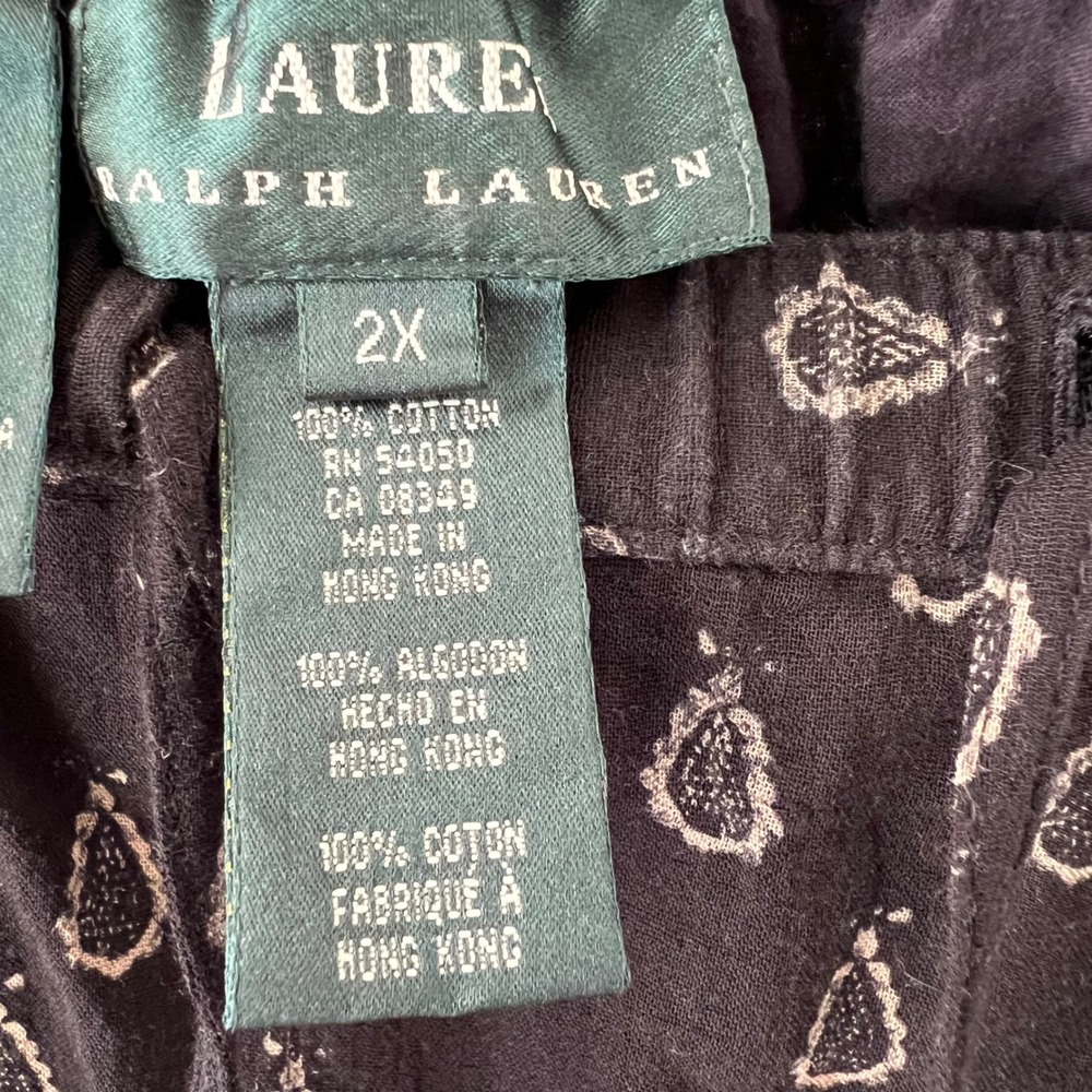 Lauren Ralph Lauren 2X Black Tan Paisley Cotton Tiered Maxi Skirt Boho Casual - Picture 4 of 6